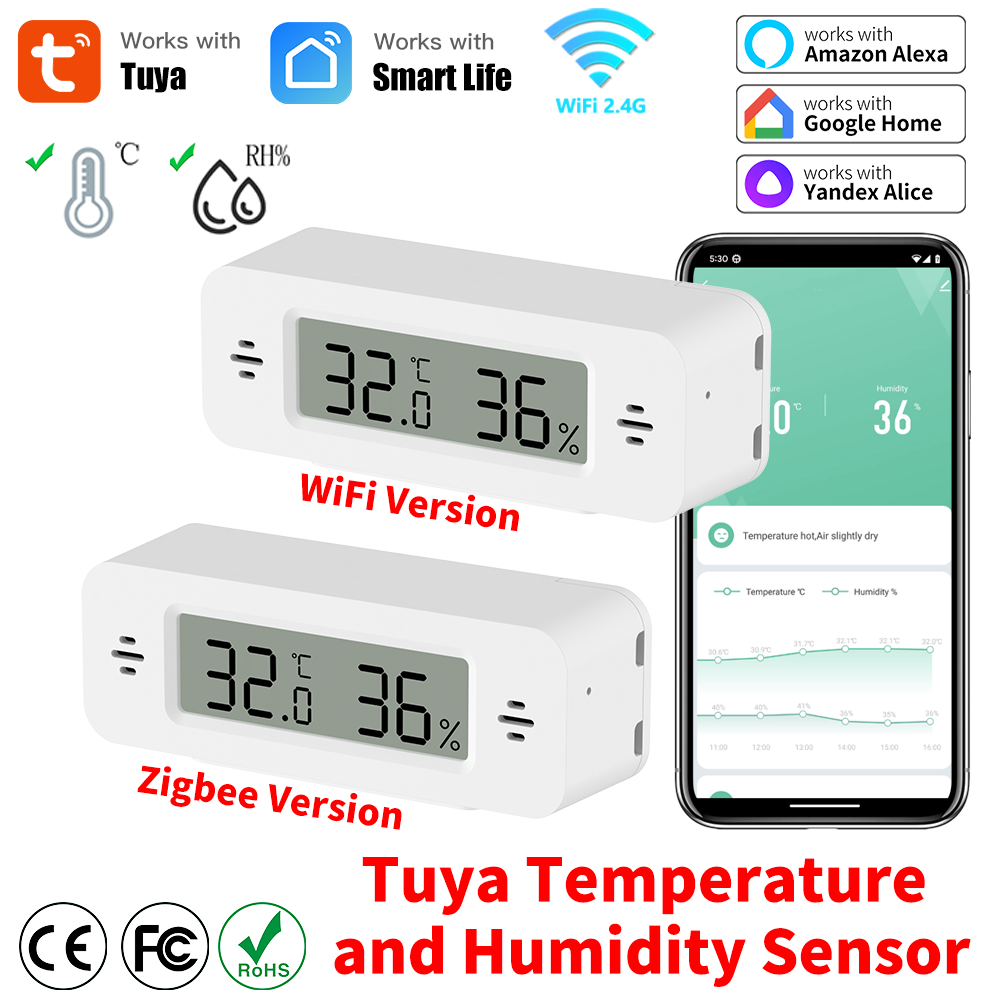 Digital Hygrometer Probe - Tuya WiFi/Zigbee อุณหภูมิความชื้นเซนเซอร์ Smart Home Automation