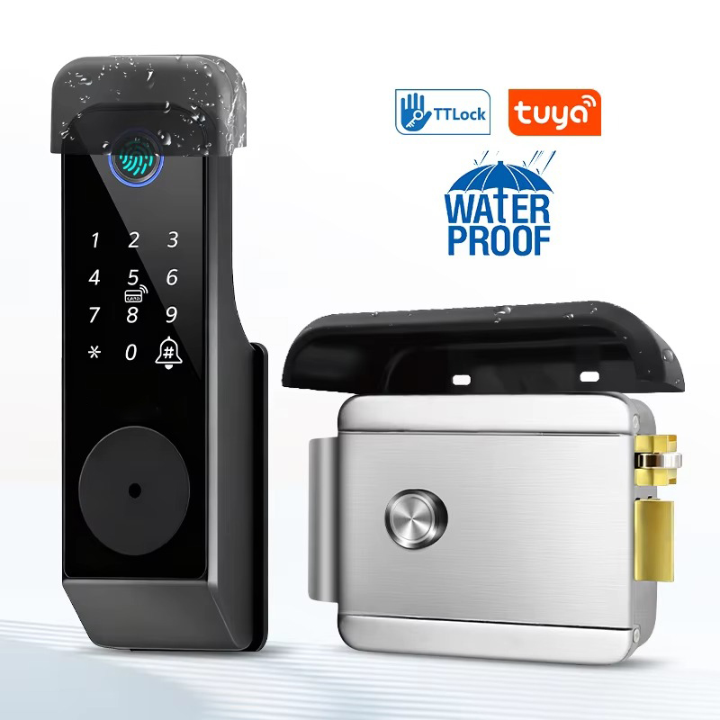 Glass Door Hinge - ล็อคประตูอัจฉริยะกันน้ำพร้อมระบบสแกนลายนิ้วมือ ควบคุมผ่านแอป Tuya Wifi และ Bluetooth