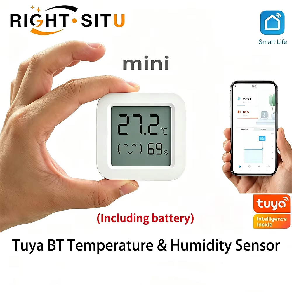 Digital Hygrometer Probe - ทูยาเซ็นเซอร์วัดอุณหภูมิและความชื้นจอแสดงผลดิจิตอล LCD ขนาดเล็กเข้ากันได้กับ APP รีโมทคอนโทรลบีทีเครื่องวัดอุณหภูมิเครื่องวัดความชื้น