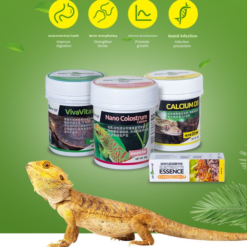 Vitamin D3 Reptile - Reptizoo สัตว์เลื้อยคลานแคลเซียมผง D3-Essential วิตามินอาหารเสริมสําหรับเต่า,Bearded Dragons &